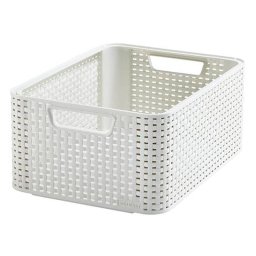 Cos de depozitare Curver Style M crem, aspect ratan, 38x29x17 cm
