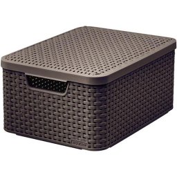 Cos de depozitare cu capac Curver Style M, maro închis, 38x29x17 cm