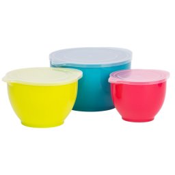 Set 3 boluri pentru salata MagicHome cu capace, 1,2/2/3,4 L