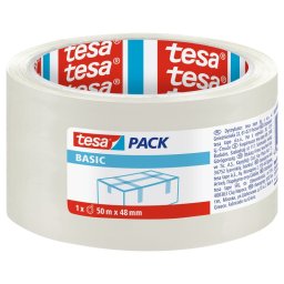 Banda adeziva pentru ambalare Tesa Basic transparenta 50 m x 48 mm