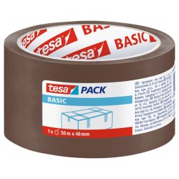 Banda adeziva pentru ambalare Tesa Basic maro, 48 mm x 50 m