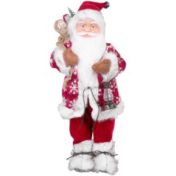 Mos Craciun decorativ MagicHome, figurina de Craciun rosie, 60 cm