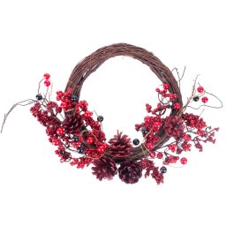 Coronita decorativa de Craciun MagicHome din nuiele si cetina, 37x32x11 cm