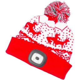 Caciula de copii Strend Pro X-mas rosie cu LED USB, marimea M