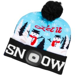 Caciula de iarna cu LED USB Strend Pro X-mas Let it Snow, albastra, L