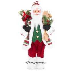 Decoratiune de Craciun Mos Craciun cu schiuri, 46 cm, MagicHome