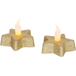 Set 2 lumanari LED MagicHome Craciun, stea aurie, lumina calda