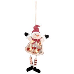 Decoratiune de Craciun suspendata Om de Zapada cu LED, MDF, 23,5 cm