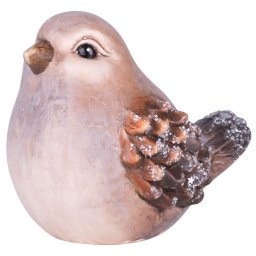Decoratiune de Craciun pasare maro din teracota, 10,5x8x8,5 cm