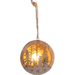 Decoratiune de Craciun LED suspendabila, om de zapada în glob, MDF