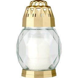 Candela funerara Bolsius Diamond aurie din sticla, cu rezerva 24h