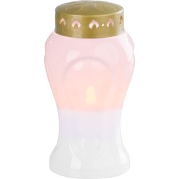 Candela funerara MagicHome LED alba, efect flacara, 10x17 cm