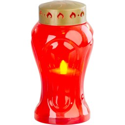 Candela funerara MagicHome cu LED, rosie, 17 cm, baterii incluse
