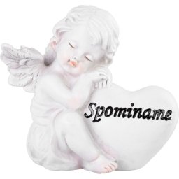Decor funerar MagicHome inger cu inima din polirasina, 11x7,9x10,1 cm