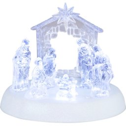 Decoratiune de Craciun Betleem cu 7 LED alb rece, acril, 19,5 cm