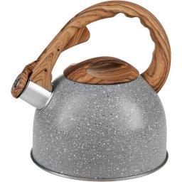 Ceainic cu fluier MagicHome 2,5 L, gri, aspect lemn, inox