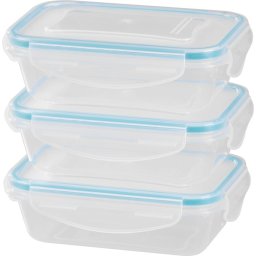 Set 3 caserole alimentare MagicHome Lunchbox 400 ml, dreptunghiulare