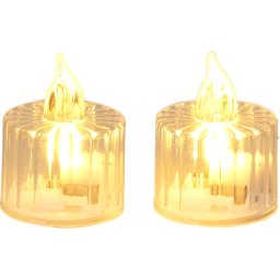 Set 12 lumanari LED MagicHome Craciun, alb cald cu efect clipire, 3,6x5 cm