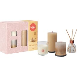 Set cadou Bolsius Home Sweet Home cu 3 lumanari si difuzor, vanilie
