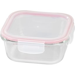 Caserola patrata din sticla MagicHome 800 ml cu capac Clip