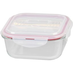 Caserola patrata din sticla MagicHome 1200 ml cu capac Clip si tacam
