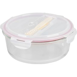 Caserola rotunda din sticla 1200 ml cu capac Clip si tacam