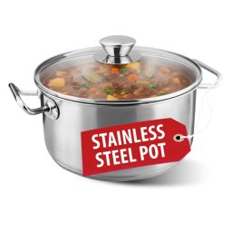 Oala din inox MagicHome Chloe cu capac din sticla, 26 cm, 6,6 L