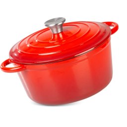 Oala din fonta emailata cu capac MagicHome Castora, 24 cm, 4 L
