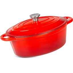 Cratita ovala din fonta emailata cu capac MagicHome Castora 4,4L