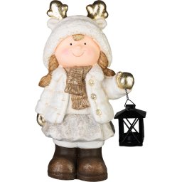 Decoratiune de Craciun MagicHome, fetita cu lampa, 15x22,8x40 cm