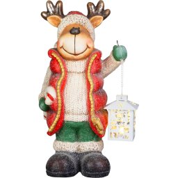 Decoratiune de Craciun ren cu felinar LED MagicHome, 43 cm