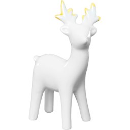 Decoratiune de Craciun ren din portelan alb cu accente aurii 13,5 cm