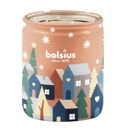 Lumanare parfumata Bolsius True Glow în pahar, aluna si vanilie, 82x68 mm