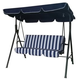 Leagan de gradina Muhler C1006, 155 x 110 x 172 cm, Pana la 250 kg, 3 locuri, Tevi din otel, Alb/Albastru