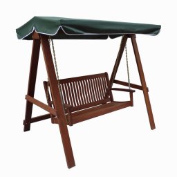 Leagan de gradina din lemn de Shorea Muhler Meranti, 168 x 168 x 123 cm, Pana la 180 kg, Copertina, verde/maro