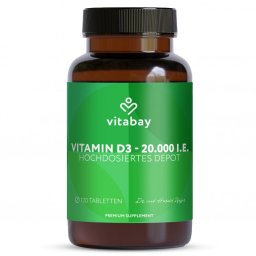 Vitamina D3 - 20.000 UI - 120 Tablete vegan, Vitabay