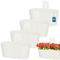 Ghiveci suspendat de perete pentru balcon și terasă alb 280 mm set 4 buc.