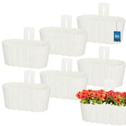 Ghiveci suspendat de perete pentru balcon și terasă alb 280 mm set 6 buc.