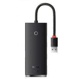 HUB extern Baseus Lite, porturi USB: USB 3.0 x 4, conectare prin USB 3.0, lungime 2m, negru, WKQX030201 (timbru verde 0.8 lei) - 6932172606220