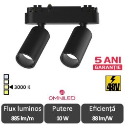 OMNILED SPOT Proiector dublu șina magnetică ultra slim XT 10W 3000K Negru