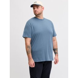 Jack & Jones Plus Tricou simplu barbati big sizes, Bradley, decolteu la baza gatului, Albastru (SELECTATI MARIMEA: 4XL)