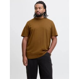Jack & Jones Plus Tricou simplu barbati big sizes, Bradley, decolteu la baza gatului, Maro (SELECTATI MARIMEA: 6XL)