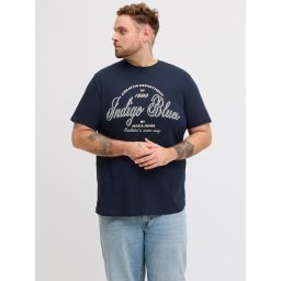 Jack & Jones Plus Tricou barbati big sizes, Denver, cu imprimeu text, Bleumarin inchis (SELECTATI MARIMEA: 2XL)