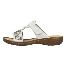Papuci dama, argintiu, casual, piele ecologica, cu talpa joasa, Rieker 608K2-40-Argintiu (Marime: 41)