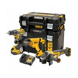 DeWalt - DCD791N + DCG405N + DCH263N - Masina de gaurit si insurubat, 70 Nm + Polizor unghiular, 125 mm + Rotopercutor SDS-Plus, 3 J + Set 2 acumulatori si incarcator, Li-Ion, 18 V, 5 Ah + 2 x valiza speciala