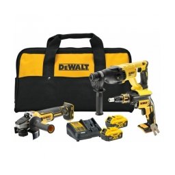 DeWalt - DCH133N + DCG405N + DCF620N - Rotopercutor SDS-Plus, 2.6 J + Polizor unghiular, 125 mm + Masina de insurubat, 30 Nm + Set 2 acumulatori si incarcator, Li-Ion, 18 V, 5 Ah + Geanta textila