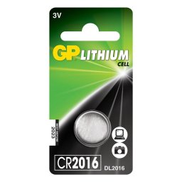 Baterie GP Batteries, butoni (CR2016) 3V lithium, blister 1 buc. "GPCR2016-2CPU1" "GPPBL2016140" (include TV 0.01 lei)