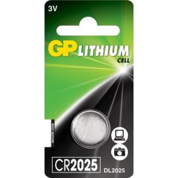 Baterie GP Batteries, butoni (CR2025) 3V lithium, blister 1 buc. "GPCR2025-2CPU1" "GPPBL2025152" (include TV 0.01 lei)