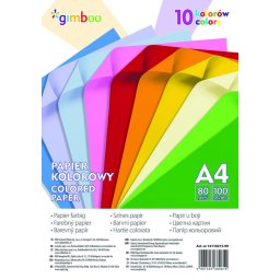 Articole pentru scoala Hartie color, 80g/mp, 100 (10 x 10) coli/top, GIMBOO - culori neon asortate