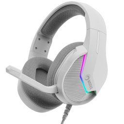 Casti Gaming iluminare RGB statica microfon omnidirectional rabatabil Alb
